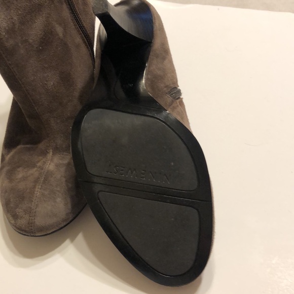 Nine West Brown Leather Suede Heeled Booties Size 8-1/2 - Picture 3 of 6